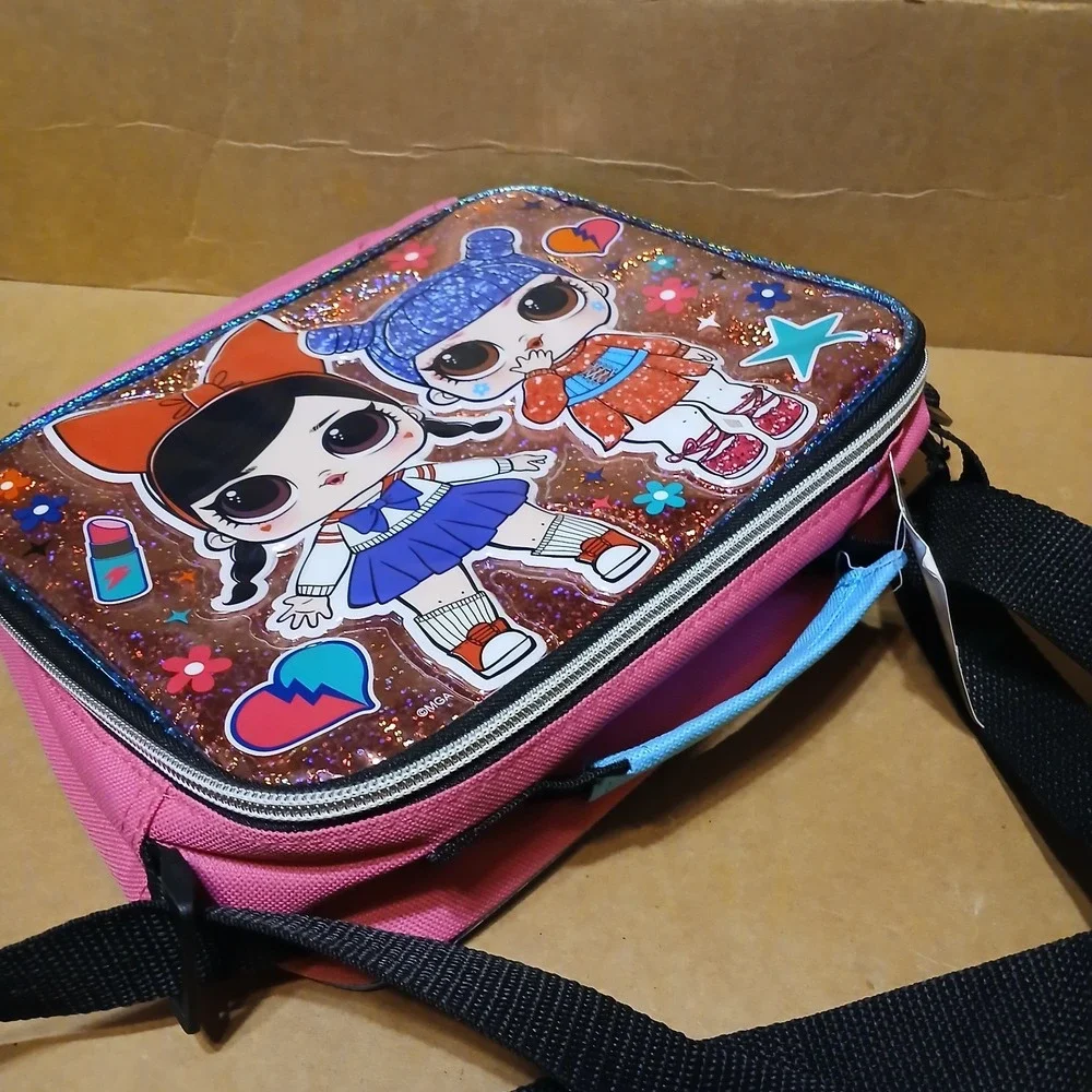 LOL Surprise Insulated Lunch Bag Pink Glitter Girl Characters Shoulder Strap